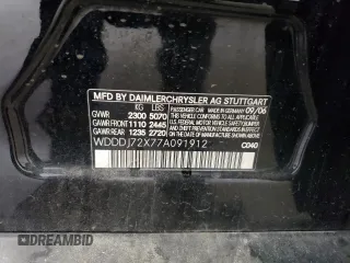 2007 Mercedes-Benz CLS-Class 5.5L with VIN WDDDJ72X77A091912, listed as a Copart auction lot 72378144 with 0 mi miles and Salvage Title. Bid and sale history available at carsss.com. Image 12.