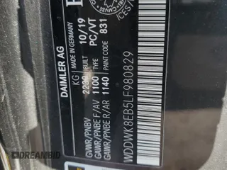 2020 Mercedes-Benz C 300 with VIN WDDWK8EB5LF980829, listed as a Copart auction lot 51312445 with 88,103 mi miles and Salvage title. Bid and sale history available at DreamBid. Image 13.