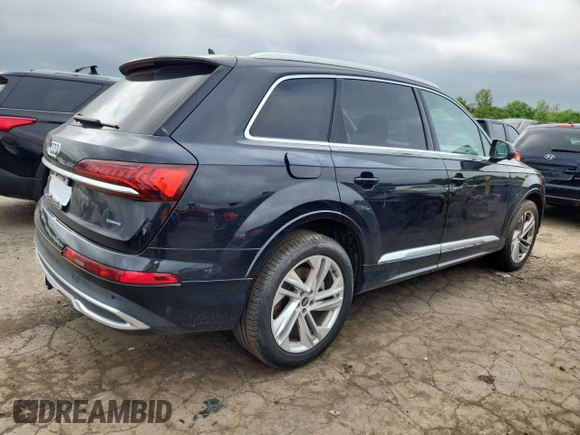 2021 Audi Q7 Premium with VIN WA1AJAF72MD015202, listed as a Copart auction lot 63579785 with 26,564 mi miles and Salvage title. Bid and sale history available at DreamBid. Image 3.