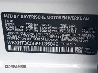 2019 BMW X1 xDrive28i with VIN WBXHT3C56K5L35842, listed as a IAAI auction lot 41981409 with 54,325 mi miles. Bid and sale history available at carsss.com. Image 9.
