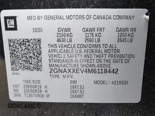 2021 Chevrolet Equinox Premier z VIN 2GNAXXEV4M6118442, wystawiony jako IAAI lot #41392148 z przebiegiem 92 170 mil mil oraz . Historia ofert i sprzedaży dostępna na DreamBid. Obrazek 9.