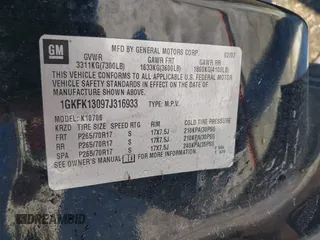 2007 GMC Yukon SLT with VIN 1GKFK13097J316933, listed as a IAAI auction lot 41330144 with 263,177 mi miles. Bid and sale history available at carsss.com. Image 9.