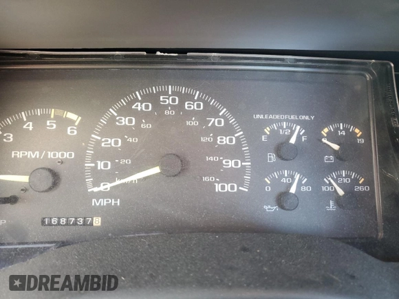 1996 Chevrolet Silverado 1500 with VIN 1GCEC14W7TZ165173, listed as a Copart auction lot 86273094 with 168,737 mi miles and Salvage Title. Bid and sale history available at DreamBid. Image 9.