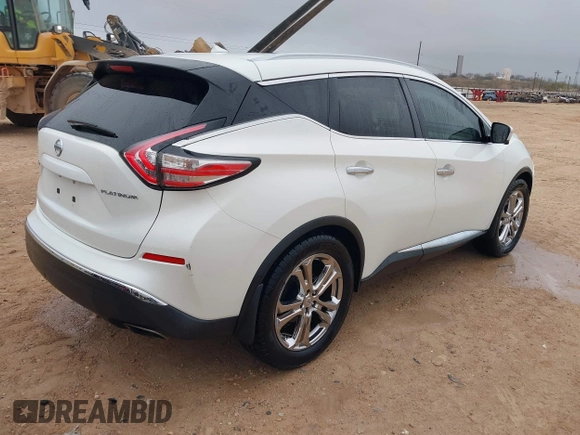 2015 Nissan Murano Platinum z VIN 5N1AZ2MG8FN248579, wystawiony jako IAAI lot #41185530 z przebiegiem 37 363 mil mil oraz . Historia ofert i sprzedaży dostępna na DreamBid. Obrazek 4.