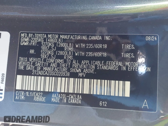 2025 Lexus NX with VIN 2T2ADCAZ0SC020938, listed as a IAAI auction lot 41296217 with 588 mi miles. Bid and sale history available at carsss.com. Image 9.