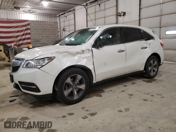 2016 Acura MDX with VIN 5FRYD4H29GB052581, listed as a Copart auction lot 45770155 with 179,244 mi miles and Salvage Title. Bid and sale history available at carsss.com. Image 1.