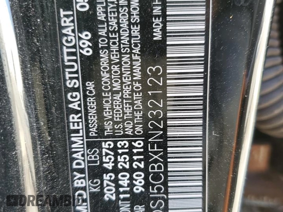 2015 Mercedes-Benz CLA 45 AMG with VIN WDDSJ5CBXFN232123, listed as a Copart auction lot 41774665 with 95,817 mi miles and Non Repairable. Bid and sale history available at DreamBid. Image 12.