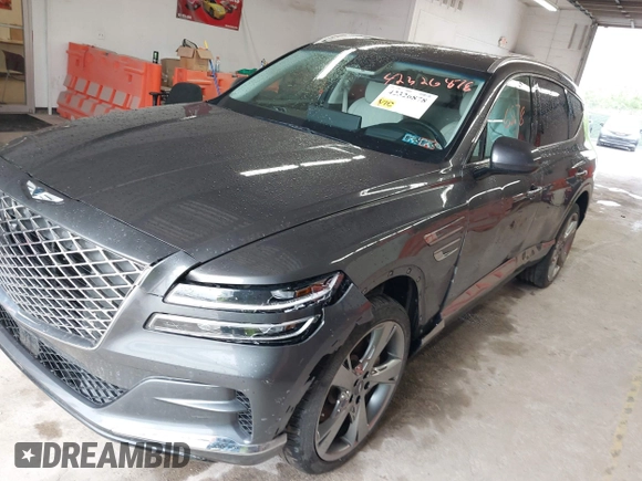 2023 Genesis GV80 with VIN KMUHBDSBXPU112470, listed as a IAAI auction lot 42326878 with 28,302 mi miles and . Bid and sale history available at DreamBid. Image 17.