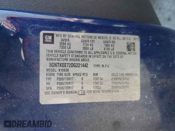 2013 Chevrolet Avalanche LS with VIN 3GNTKEE72DG221442, listed as a Copart auction lot 42138005 with 242,221 mi miles and Salvage Title. Bid and sale history available at carsss.com. Image 14.