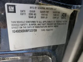 2011 Buick LaCrosse CXS with VIN 1G4GE5ED0BF323159, listed as a Copart auction lot 49305595 with 100,057 mi miles and Salvage Title. Bid and sale history available at carsss.com. Image 12.