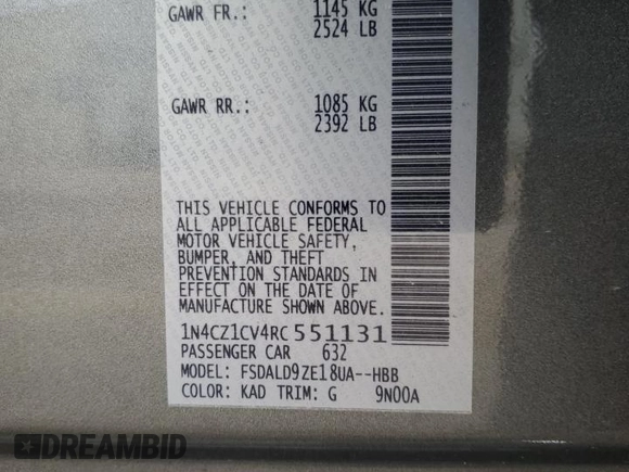 2024 Nissan LEAF SV Plus z VIN 1N4CZ1CV4RC551131, wystawiony jako Copart lot #87374394 z przebiegiem Nie podano mil oraz Szkoda całkowita • Salvage title. Historia ofert i sprzedaży dostępna na DreamBid. Obrazek 14.