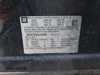 2018 GMC Terrain SLE with VIN 3GKALTEV5JL244687, listed as a IAAI auction lot 41762325 with 97,054 mi miles. Bid and sale history available at carsss.com. Image 9.