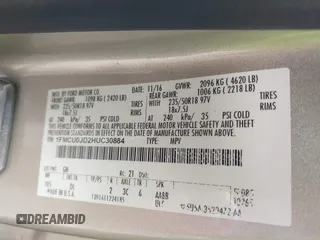 2017 Ford Escape Titanium with VIN 1FMCU0JD2HUC30884, listed as a IAAI auction lot 41801272 with 111,644 mi miles. Bid and sale history available at carsss.com. Image 9.
