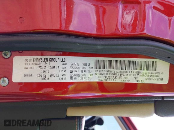 2015 Jeep Cherokee Limited with VIN 1C4PJMDS1FW571937, listed as a IAAI auction lot 42106209 with 162,666 mi miles and . Bid and sale history available at DreamBid. Image 9.