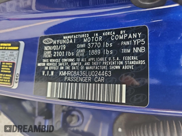 2020 Hyundai Venue SEL with VIN KMHRC8A36LU024463, listed as a Copart auction lot 56528095 with 16,989 mi miles and Clean Title. Bid and sale history available at DreamBid. Image 10.