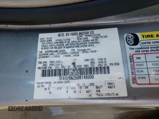 2008 Ford Fusion S with VIN 3FAHP06Z68R148000, listed as a Copart auction lot 85735144 with 105,092 mi miles and Clean Title. Bid and sale history available at carsss.com. Image 12.
