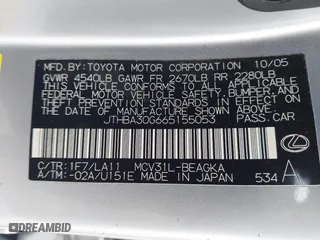 2006 Lexus ES 330 with VIN JTHBA30G665155053, listed as a IAAI auction lot 41961067 with 71,944 mi miles. Bid and sale history available at carsss.com. Image 9.