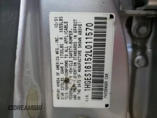 2002 Honda Civic z VIN 1HGES16152L011570, wystawiony jako Copart lot #82098904 z przebiegiem 226 050 mil mil oraz Szkoda całkowita • Salvage title. Historia ofert i sprzedaży dostępna na DreamBid. Obrazek 12.