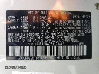 2023 Subaru Outback Limited z VIN 4S4BTANC0P3121382, wystawiony jako Copart lot #54834025 z przebiegiem 62 549 mil mil oraz Szkoda całkowita • Salvage title. Historia ofert i sprzedaży dostępna na DreamBid. Obrazek 14.