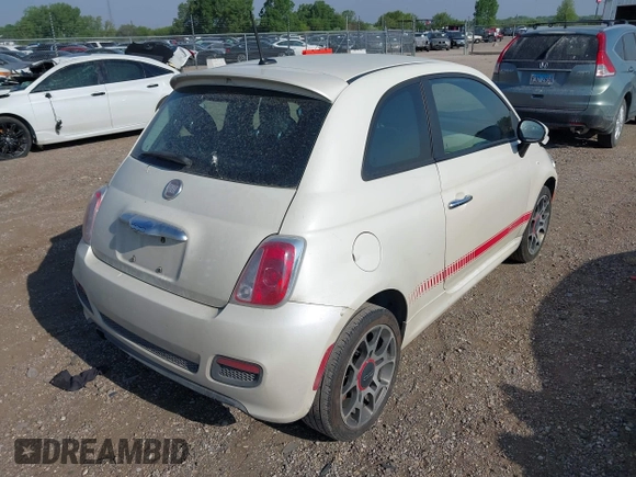 2012 FIAT 500 Sport z VIN 3C3CFFBR1CT186721, wystawiony jako IAAI lot #42268574 z przebiegiem 106 208 mil mil oraz . Historia ofert i sprzedaży dostępna na DreamBid. Obrazek 4.