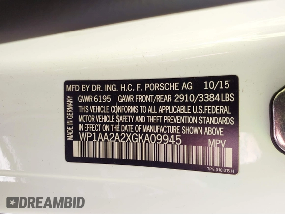 2016 Porsche Cayenne z VIN WP1AA2A2XGKA09945, wystawiony jako IAAI lot #41645654 z przebiegiem 79 327 mil mil oraz . Historia ofert i sprzedaży dostępna na DreamBid. Obrazek 9.