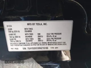 2024 Tesla Model Y Long Range with VIN 7SAYGDEEXRA216186, listed as a IAAI auction lot 41106653 with 25,331 mi miles and . Bid and sale history available at DreamBid. Image 9.