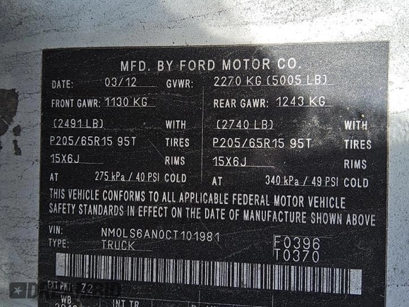 2012 Ford Transit Connect XL с VIN NM0LS6AN0CT101981, выставлен на аукционе Copart как лот 55271425 с пробегом Не указан миль и Чистый • Clean title. История ставок и продаж доступна на DreamBid. Изображение 13.