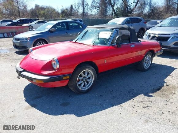 1989 Alfa Romeo Spider Graduate with VIN ZARBA5641K1063527, listed as a IAAI auction lot 41884427 with 107,243 mi miles. Bid and sale history available at carsss.com. Image 2.