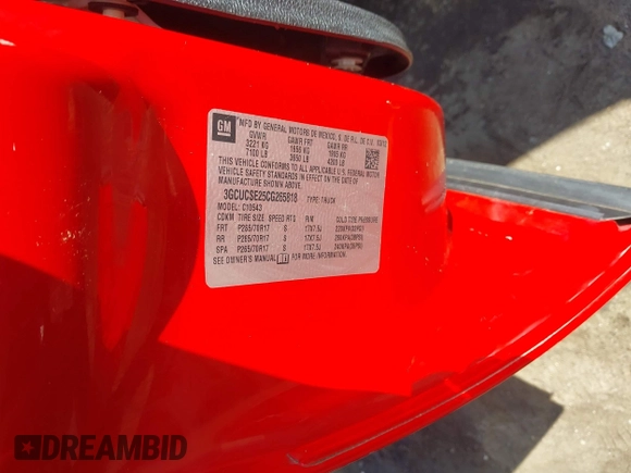 2012 Chevrolet Silverado 1500 with VIN 3GCUCSE25CG265818, listed as a IAAI auction lot 42083912 with 116,457 mi miles and . Bid and sale history available at DreamBid. Image 9.