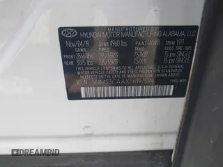 2020 Hyundai Santa Fe SEL with VIN 5NMS3CAAXLH197594, listed as a IAAI auction lot 40759270 with 88,156 mi miles. Bid and sale history available at carsss.com. Image 9.