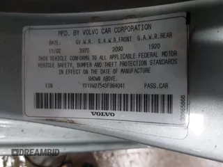 2003 Volvo V40 z VIN YV1VW27543F984041, wystawiony jako IAAI lot #41052585 z przebiegiem 193 165 mil mil oraz . Historia ofert i sprzedaży dostępna na DreamBid. Obrazek 9.