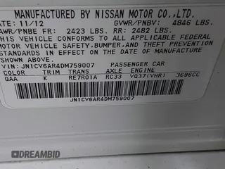 2013 Infiniti G37 x with VIN JN1CV6AR4DM759007, listed as a IAAI auction lot 42165518 with 193,489 mi miles and . Bid and sale history available at carsss.com. Image 9.