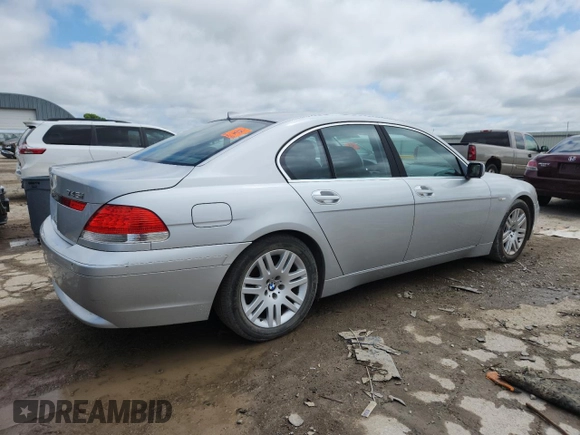 2003 BMW 7 Series 745i z VIN WBAGL63443DP63432, wystawiony jako Copart lot #60335925 z przebiegiem Nie podano mil oraz Szkoda całkowita • Salvage title. Historia ofert i sprzedaży dostępna na DreamBid. Obrazek 3.