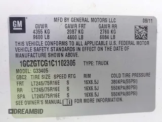 2012 Chevrolet Express Cargo with VIN 1GCZGTCG1C1102306, listed as a IAAI auction lot 42339673 with 92,684 mi miles and . Bid and sale history available at DreamBid. Image 8.