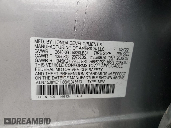 2022 Acura MDX Advance z VIN 5J8YE1H86NL043513, wystawiony jako Copart lot #57672405 z przebiegiem 52 931 mil mil oraz Szkoda całkowita • Salvage title. Historia ofert i sprzedaży dostępna na DreamBid. Obrazek 13.