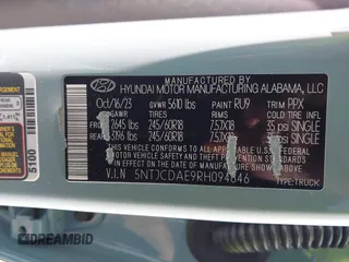 2024 Hyundai Santa Cruz SEL z VIN 5NTJCDAE9RH094846, wystawiony jako IAAI lot #42263491 z przebiegiem 35 792 mil mil oraz . Historia ofert i sprzedaży dostępna na DreamBid. Obrazek 9.