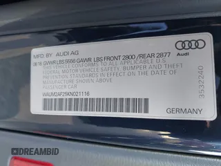 2019 Audi A6 Prestige with VIN WAUM2AF25KN021116, listed as a IAAI auction lot 41959018 with 57,742 mi miles. Bid and sale history available at carsss.com. Image 9.