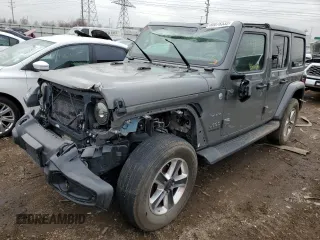 2021 Jeep Wrangler Unlimited Sahara High Altitude with VIN 1C4HJXEG3MW614509, listed as a Copart auction lot 80878533 with 45,660 mi miles and Clean title. Bid and sale history available at DreamBid. Image 1.