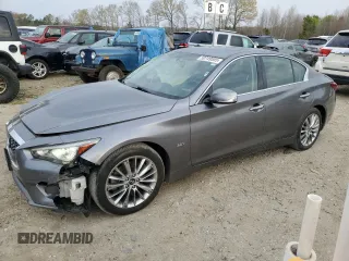 2019 Infiniti Q50 Luxe with VIN JN1EV7AR4KM554105, listed as a Copart auction lot 50749555 with 153,176 mi miles and Salvage title. Bid and sale history available at DreamBid. Image 1.