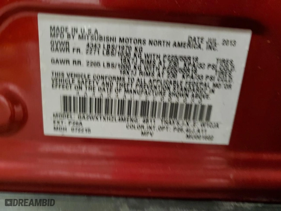 2014 Mitsubishi Outlander Sport SE with VIN 4A4AR4AU7EE003080, listed as a Copart auction lot 88042215 with 81,011 mi miles and Salvage Title. Bid and sale history available at carsss.com. Image 13.