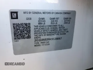 2019 Chevrolet Impala Premier with VIN 2G1105S39K9128067, listed as a Copart auction lot 76100684 with 73,491 mi miles and Non Repairable. Bid and sale history available at DreamBid. Image 13.