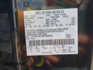 2008 Ford F-150 XLT with VIN 1FTPX14V58FB88528, listed as a Copart auction lot 55955935 with 195,719 mi miles and Salvage title. Bid and sale history available at DreamBid. Image 12.