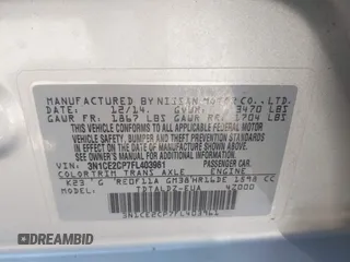 2015 Nissan Note S Plus with VIN 3N1CE2CP7FL403961, listed as a IAAI auction lot 41874783 with 150,142 mi miles and . Bid and sale history available at DreamBid. Image 9.