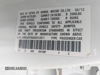2013 Acura TSX Technology with VIN JH4CU2F6XDC012071, listed as a IAAI auction lot 42213445 with 174,353 mi miles and . Bid and sale history available at DreamBid. Image 9.