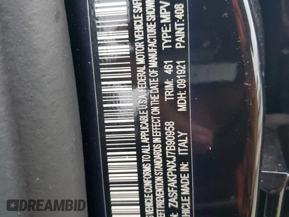 2018 Alfa Romeo Stelvio Sport z VIN ZASFAKPNXJ7B90958, wystawiony jako Copart lot #46043215 z przebiegiem Nie podano mil oraz Szkody całkowita. Historia ofert i sprzedaży dostępna na DreamBid. Obrazek 13.