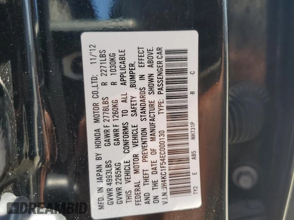 2014 Acura RLX Technology с VIN JH4KC1F54EC000130, выставлен на аукционе Copart как лот 60496615 с пробегом 216 906 миль миль и Списание • Salvage title. История ставок и продаж доступна на DreamBid. Изображение 13.
