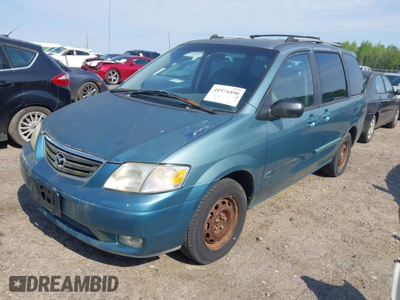2001 Mazda MPV DX with VIN JM3LW28G610200849, listed as a IAAI auction lot 41974490 with 228,914 mi miles. Bid and sale history available at carsss.com. Image 2.