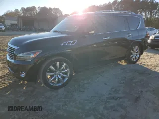 2012 Infiniti QX56 7-passenger with VIN JN8AZ2NE5C9021604, listed as a Copart auction lot 80391754 with 169,913 mi miles and Clean Title. Bid and sale history available at carsss.com. Image 1.