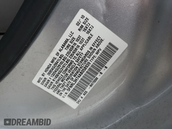 2010 Honda Odyssey EX-L с VIN 5FNRL3H74AB058939, выставлен на аукционе Copart как лот 55213935 с пробегом 175 906 миль миль и Списание • Salvage title. История ставок и продаж доступна на DreamBid. Изображение 13.