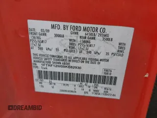 2009 Ford F-150 XL with VIN 1FTRF12W09KB82930, listed as a Copart auction lot 54966505 with 328,094 mi miles and Clean Title. Bid and sale history available at carsss.com. Image 12.